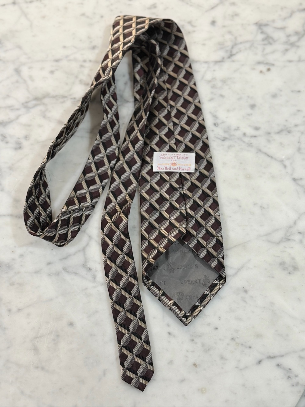 Robert Talbott Brown and Cream Geometric Silk Tie
